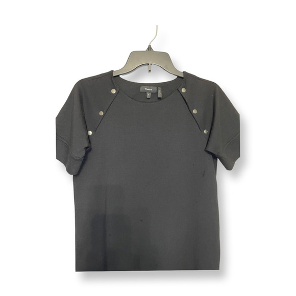 Theory Athrina Shift Dress Studded Knit Jewel Neckline Black Women's Small - Picture 2 of 8